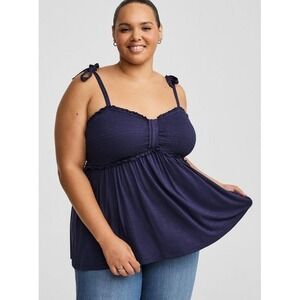 NWT Torrid Super Soft Slub Smocked Babydoll Top 3X